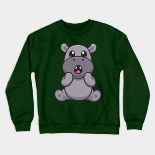 Cute Rhinoceros Surprised Cartoon Crewneck Sweatshirt